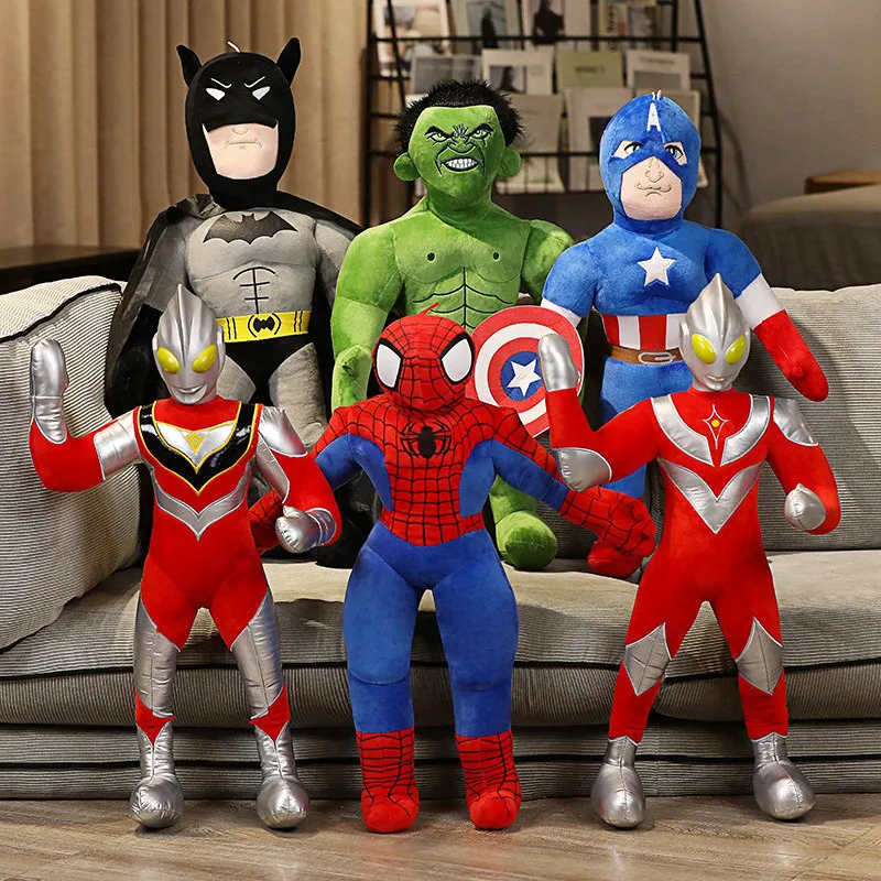 Cartoon Cute Avengersed Hero Plush Toy Ultraman Figure Spiderman Bat Captain man Hulked  Doll America