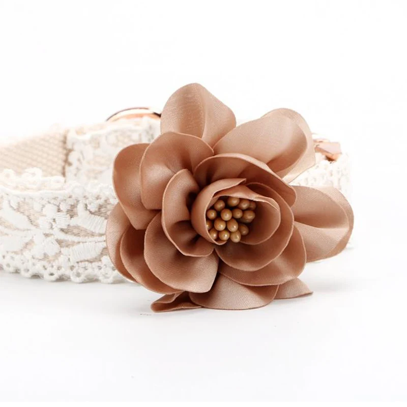 Wholesale Lace Flower Small Dog Cat Teddy Straps Collar Leash Custom Set Luxury Pet