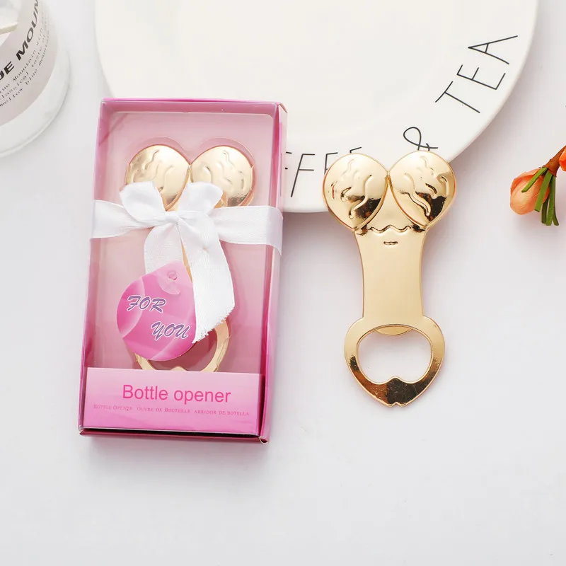 Creative Golden Plated Bottle Opener Bachelorette Favors Gifts Penis Shaped Bottle Opener For Guests