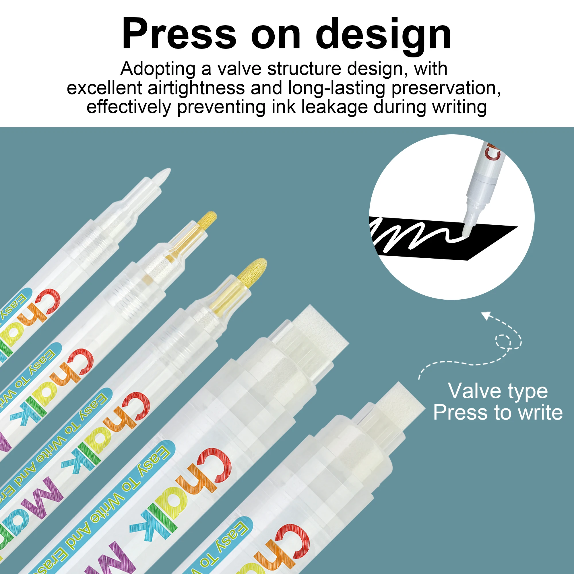 White Liquid Chalk Markers - Glass Window Markers Chalk Marker Pen Set, Fine & Jumbo Size 1mm, 3mm, 6mm, 10mm, 15mm