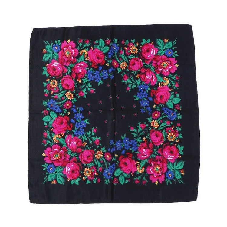 Promotional spring summer ladies square scarves women polyester silk scarf