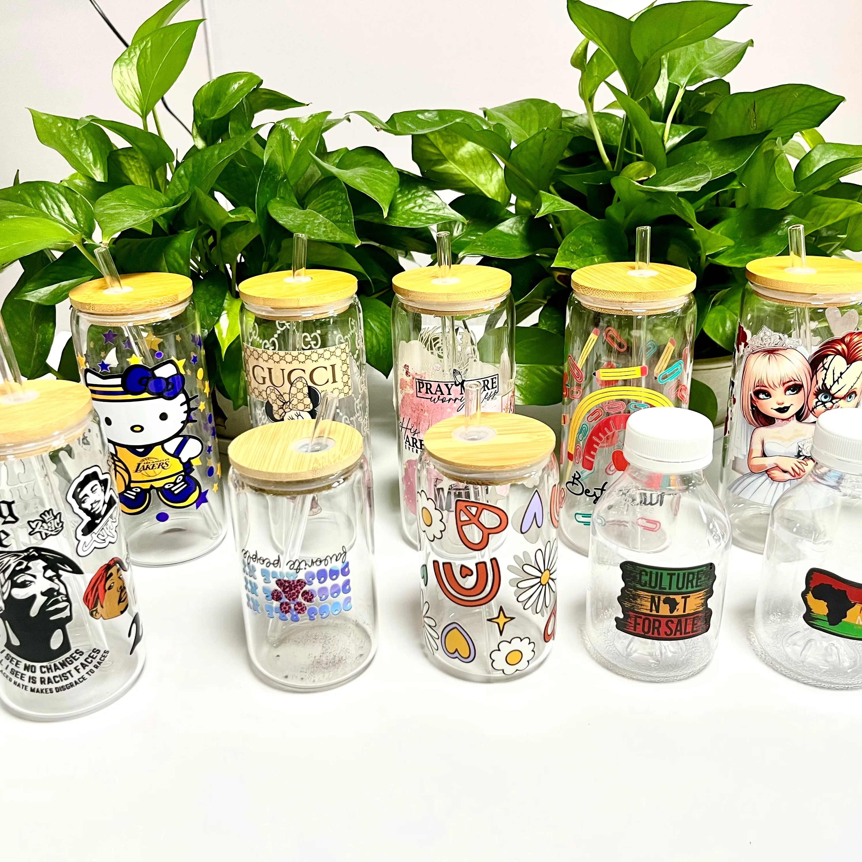 Wholesale 6000+ Design High Quality UV Dtf Libbey Wrap Transfers 4oz 20oz 16oz Cartoon Glass Can Printing UV DTF Cup Wraps