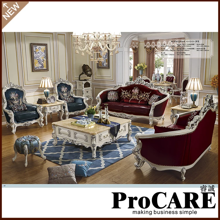 Luxury Living Room Furniture Sofa Set Classic Luxury Exclusive Sofas Wooden Carving Imperial Genuine Leather Sofa