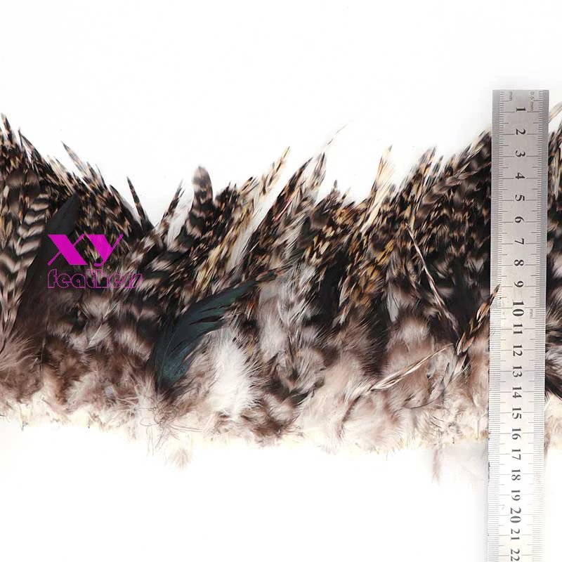 Cheap rooster saddle hackle feathers natural grey chinchilla hackle strung feathers