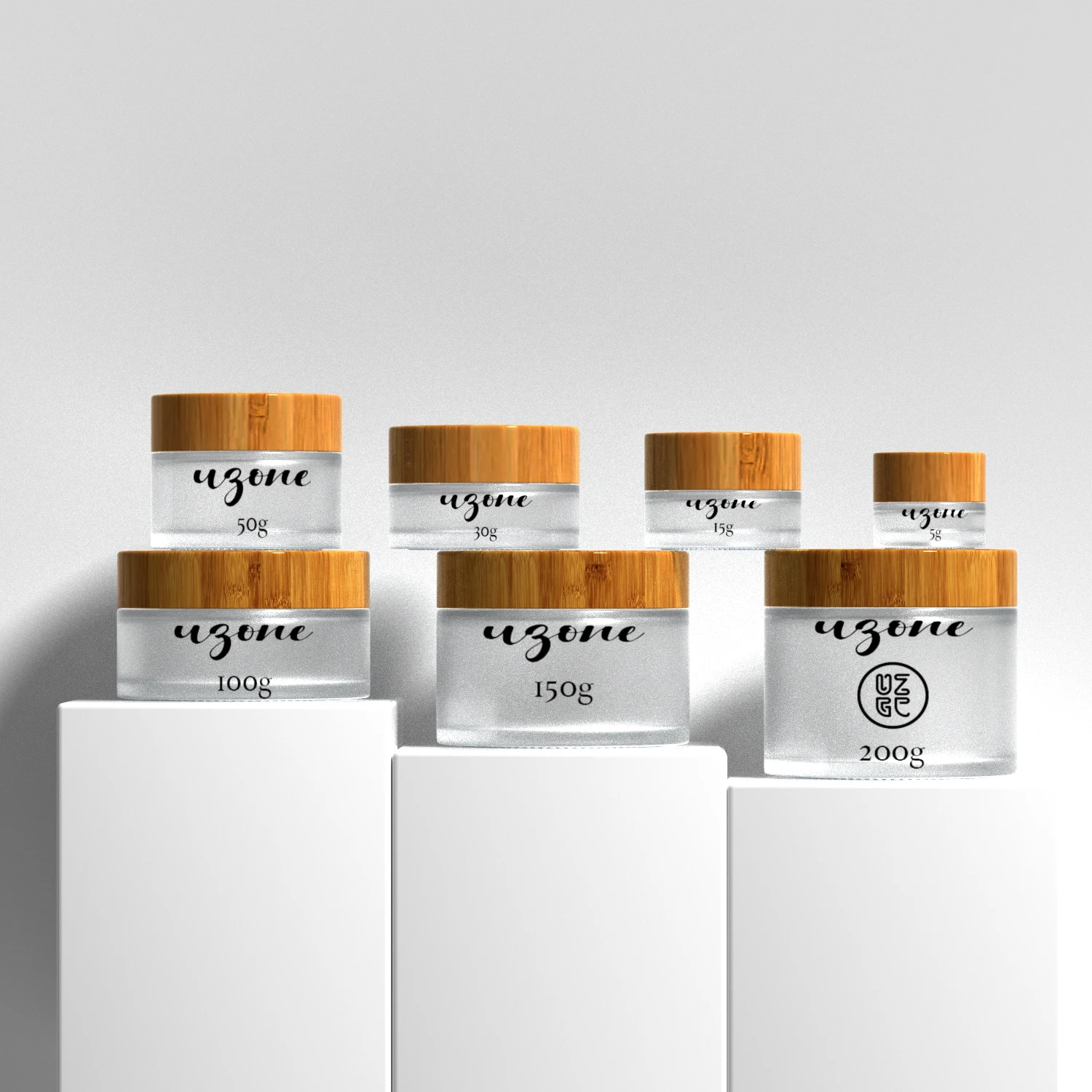 Ready To Ship Nice Jar 15ml 30ml 50ml 100ml 150ml 200ml clear frosted glass jar with bamboo wood lid for body cream