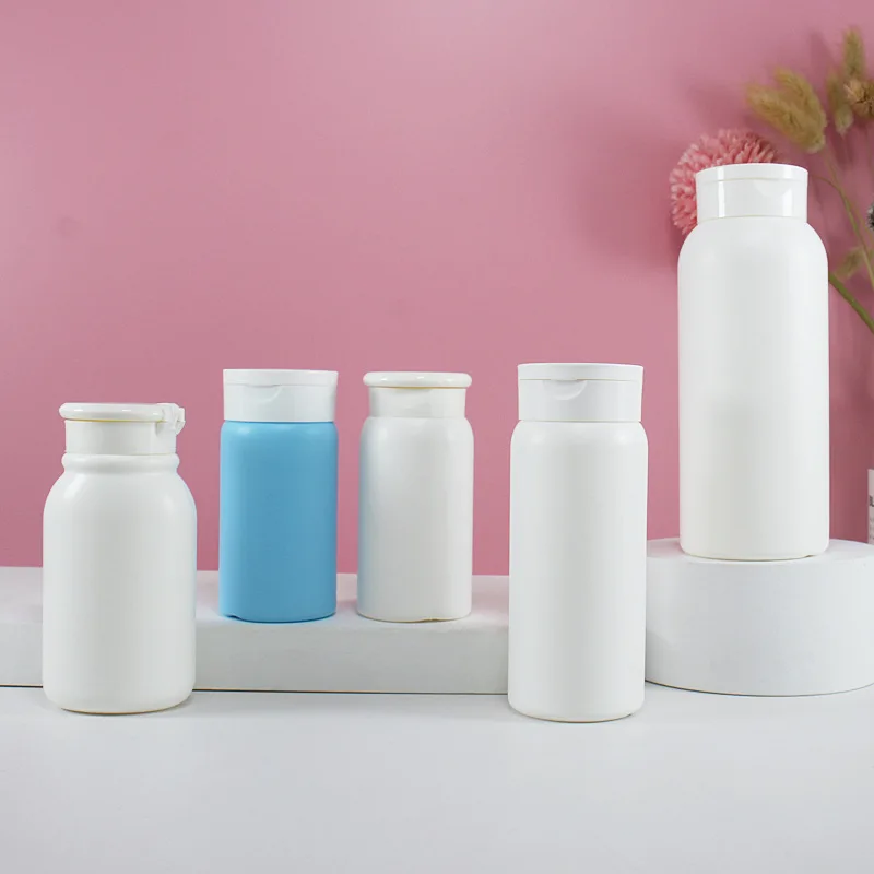 Flip Top Cap 40g 100g 200ml PE plastic baby talcum powder bottle with cap for body loose powder bottle