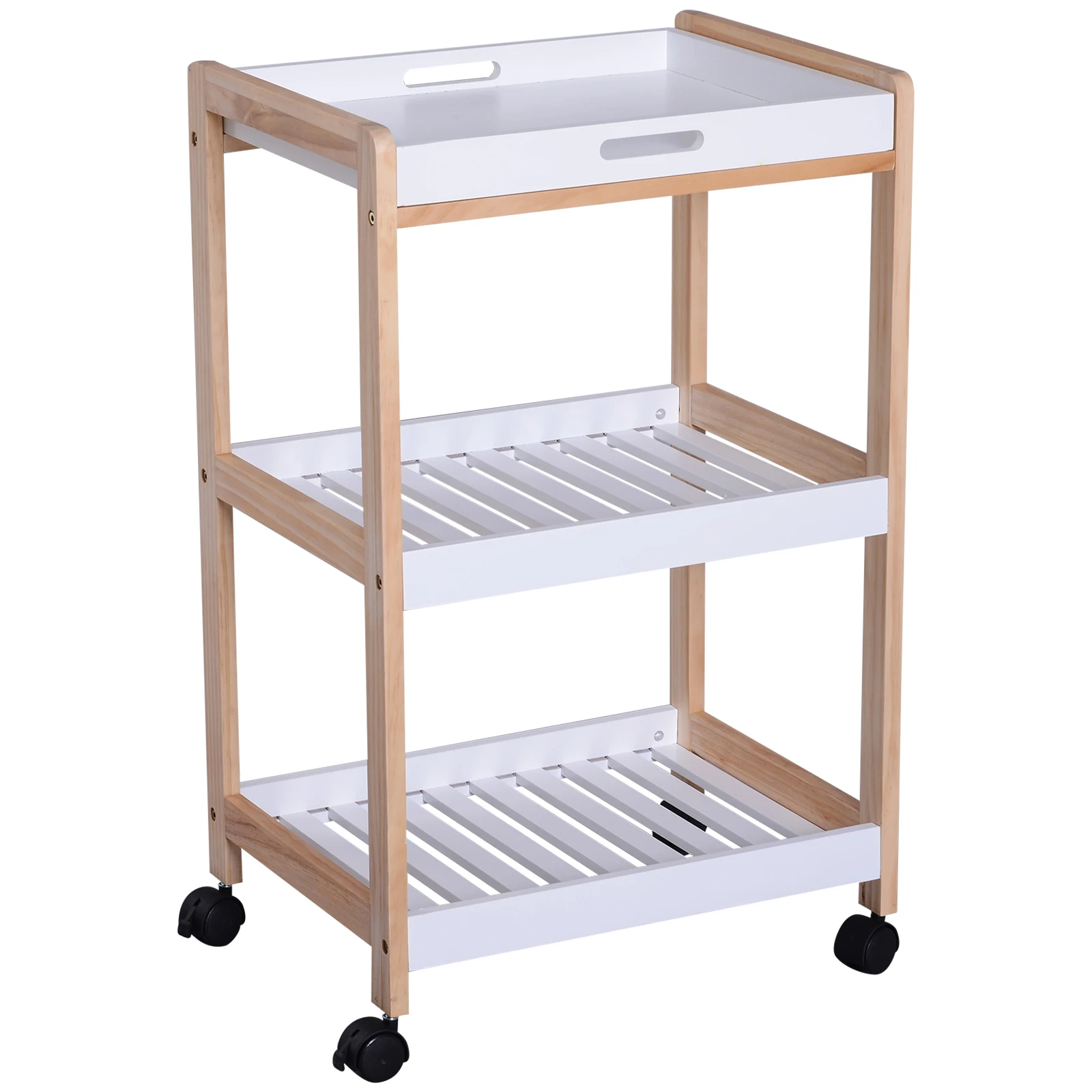 3 Tiers Bamboo Kitchen Trolley Cart Mobile Storage Rack With Kitchen Storage Trolley Wheels