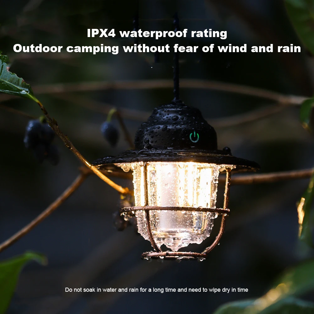 Portable Rechargeable Horse Lantern Tent Dimmable Retro Atmosphere Camping Lamp Outdoor