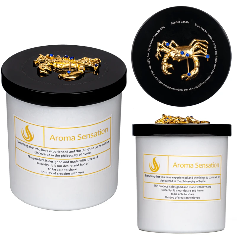 Luxury Fragrance Soy Wax Candles in Zodiac Glass Jar with Lid strongest candle scented
