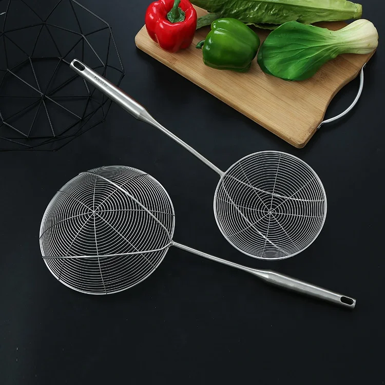 
Food grade enhanced version 304 stainless steel strainer food strainer oil filter spider skimmer strainer 