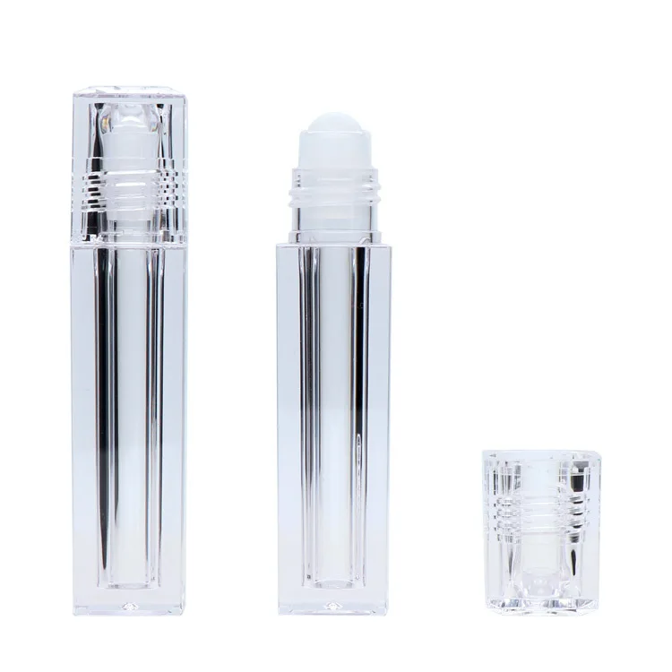 
Stock 6.5ml full clear lip gloss tube empty lip gloss container square lipgloss packaging tubes with rollers 