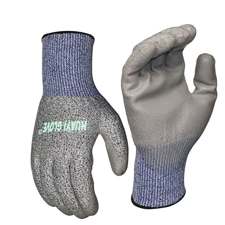 Anticut HPPE Glass Handling Proof PU Coated Anti Cut Gloves Level 5 Cut Resistant Glove Work Safety Anti-cut Gloves Construction