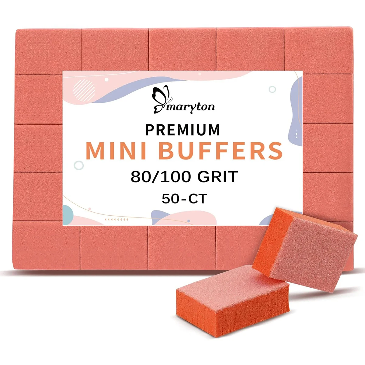 Maryton Professional Salon Orange Buffers Gel Polish Mini Nail Buffer Blocks 80/100 Grit