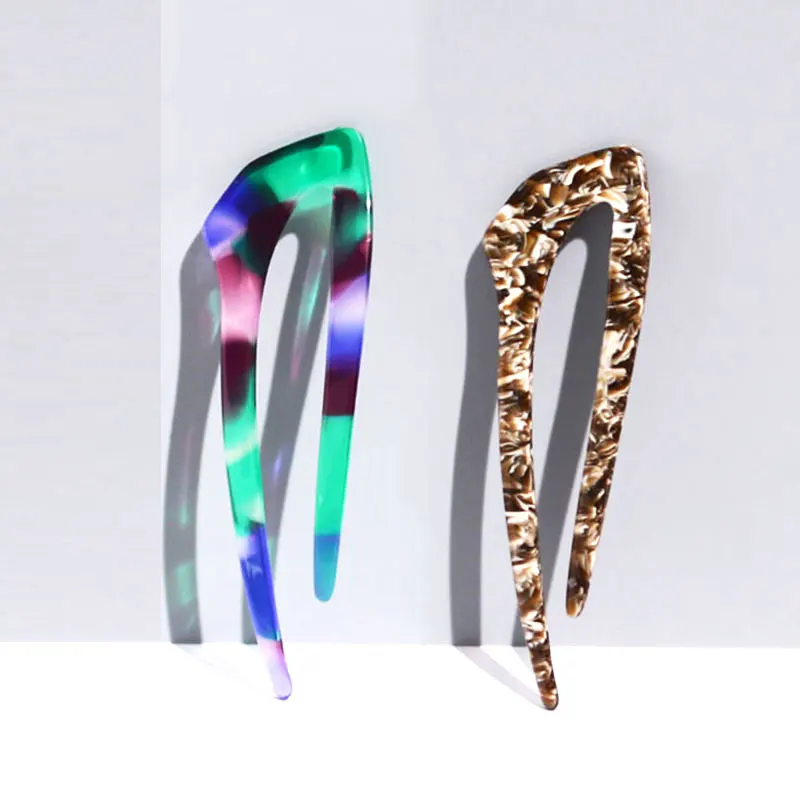 korean hot sale fancy small clips for girls hair pins stylish women u shaped pin for hair styling cellulose acetate hair fork