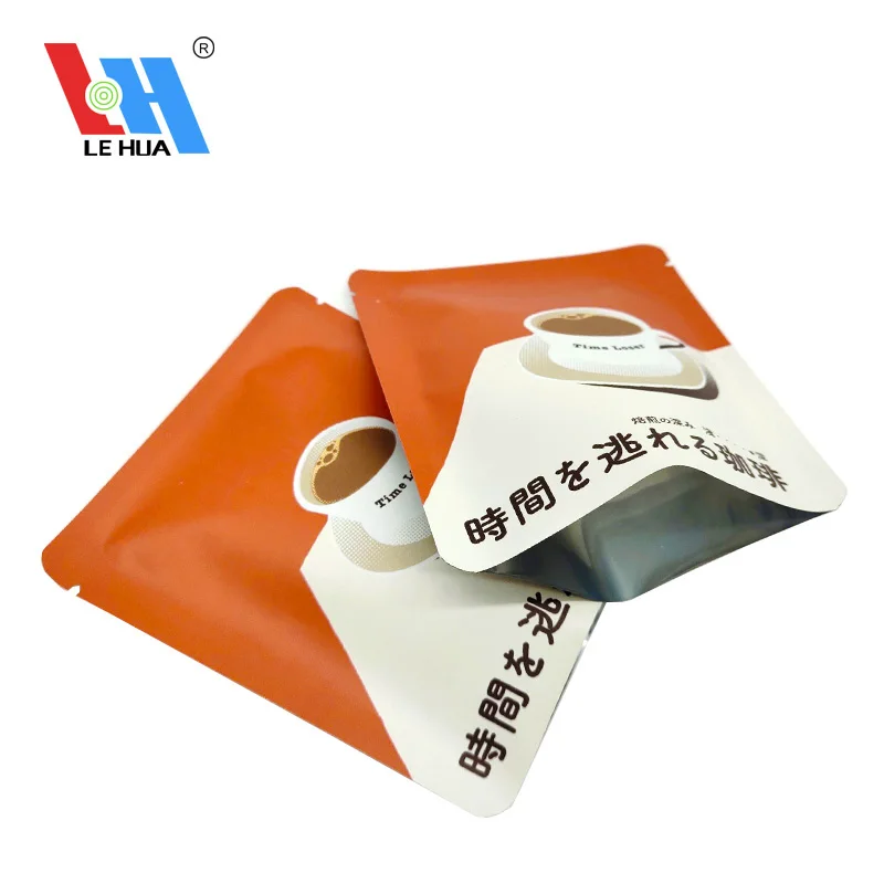 Customized Printed Disposable Small Single Serve Empty Drip Coffee Bags Packaging Three Side Seal Pouch