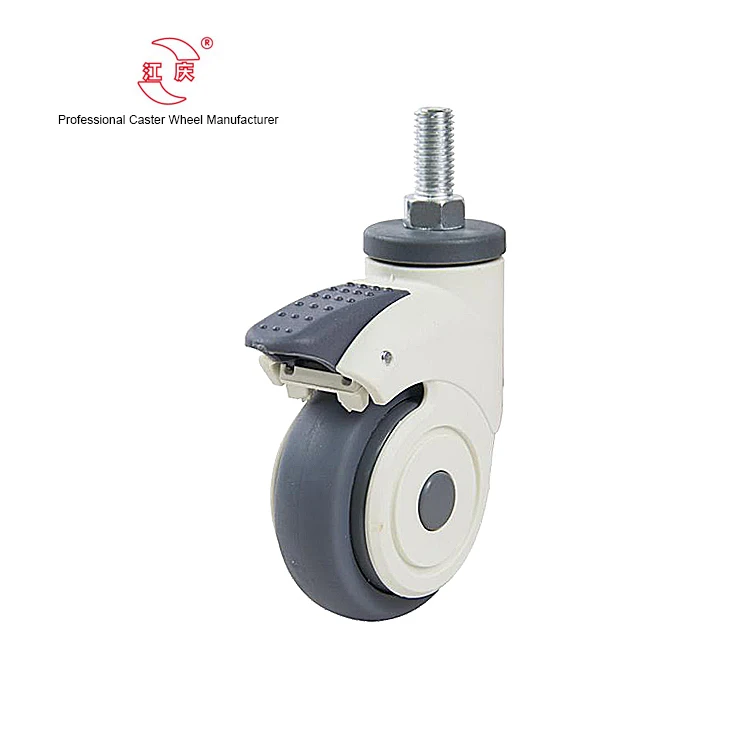 JQ Caster 3 inch PA Bracket Elastomer TPR Wheel Brake Caster for Wheelbarrow