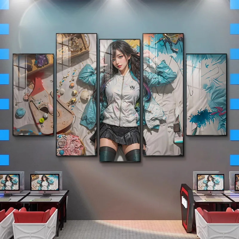 Wholesale Anime Trendy Aluminum Decorative Painting Girl Creative Poster Canvas Painting