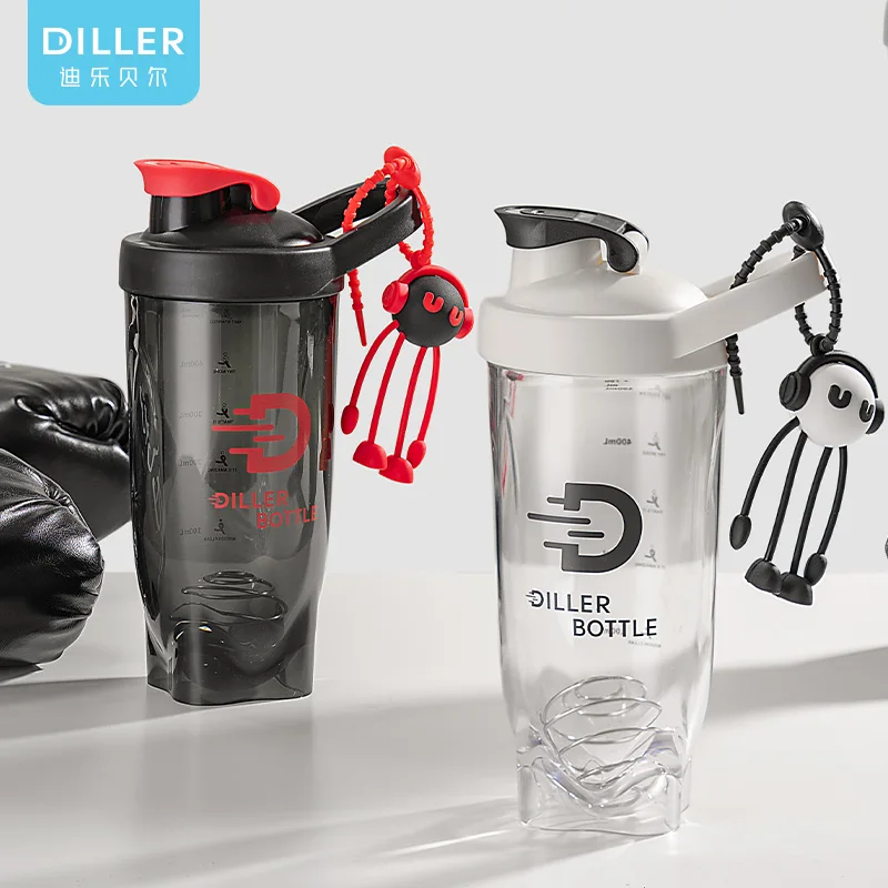 Factory Supply 700ml Sports Water Bottle Milkshake Mixing Gym Fitness Protein Powder Nutrition Shaker Cup with Wire Whisk Balls