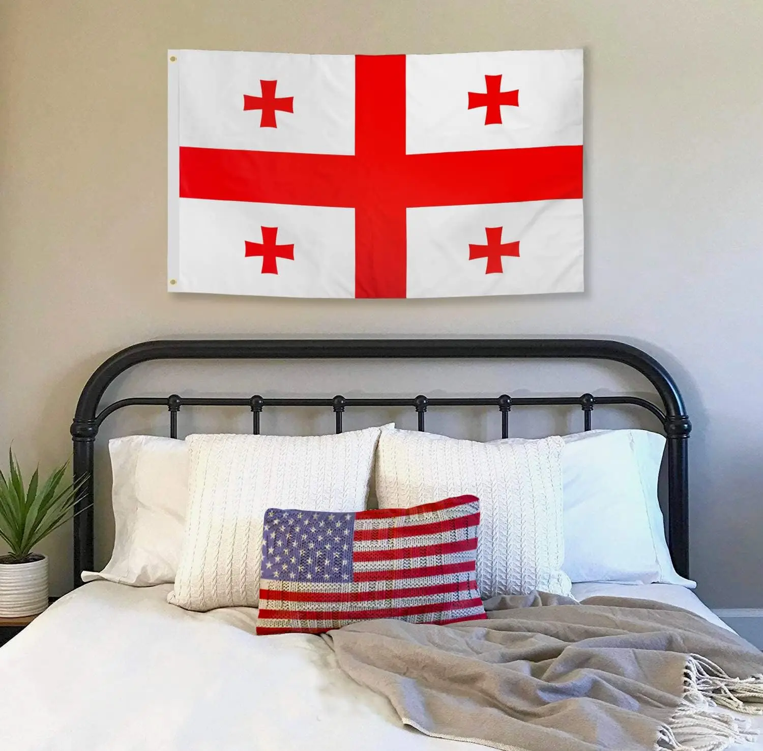 Wholesale Custom Country 3*5ft Georgia Flag Red Flag With White Cross Flag Georgia