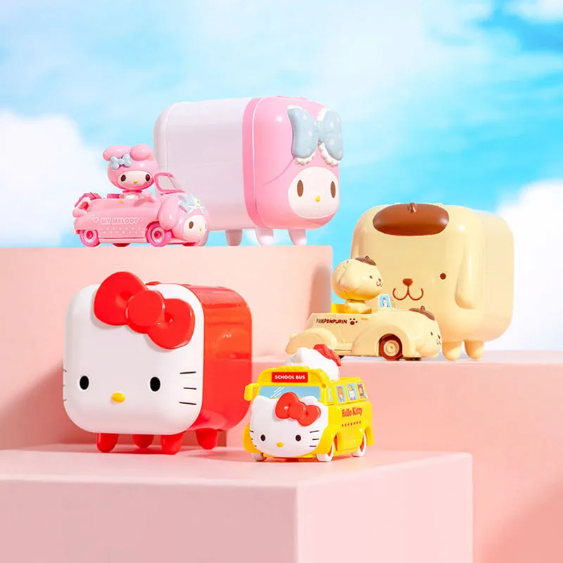 Sanrio Riding Family Fun Trip Blind Box Birthday Gift Kawaii My Melody Kuromi Cinnamoroll Pompom Purin Model