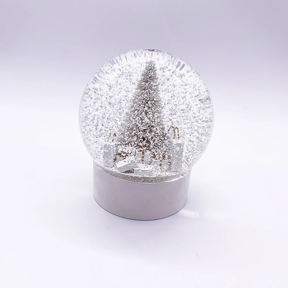 100MM pine tree + gift bag water polo with music resin mold crystal ball stand decoration holder