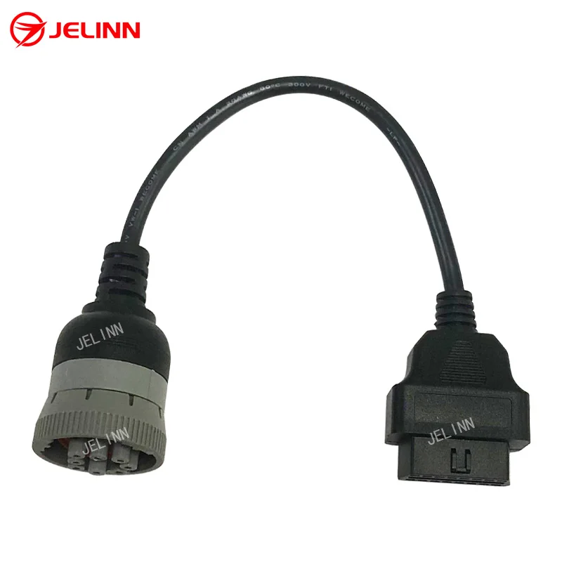 Gray CAT 9 Pin to OBD 2 OBD2 16 Pin Cable for Caterpillar