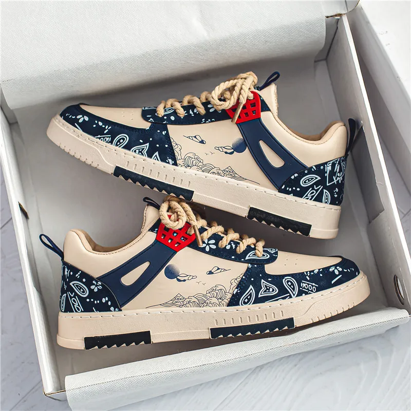 New Design Men Flat Shoes Wholesale Fashion Casual Shoes for Men Leather Lace-up Walking Style Shoes