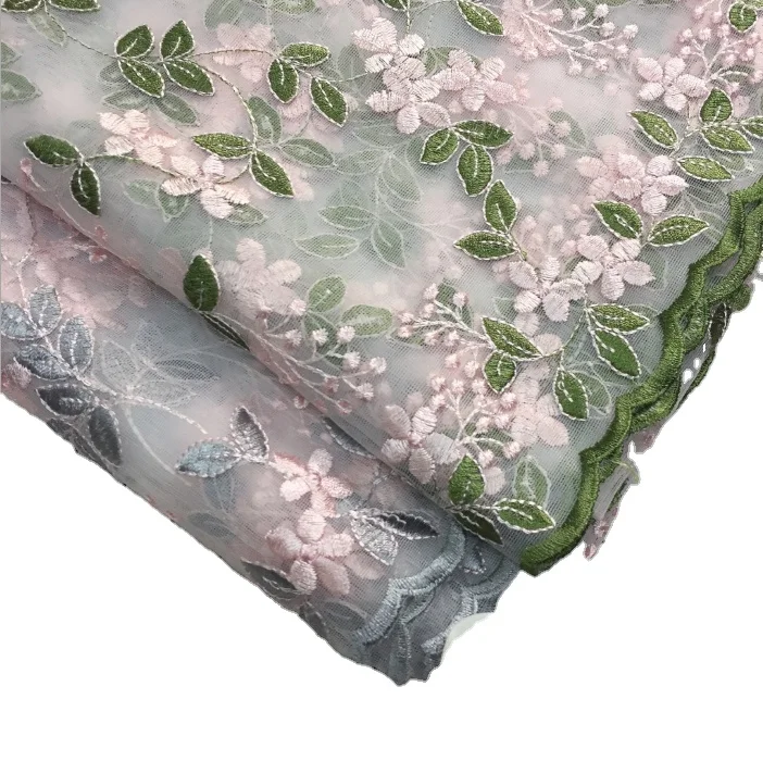 China textiles factory 100% polyester  glitter mesh embroidery fabric for chair