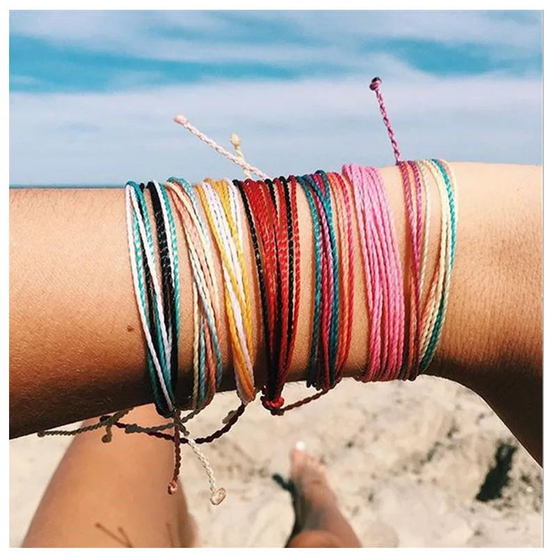 Wholesale 56 Colors Handmade Wax String Bracelet Simple Waterproof Knotted 9 Pcs Strings Friendship Bracelets For Holiday