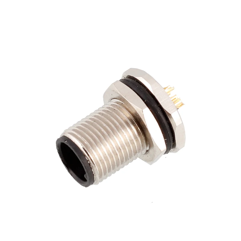 M12 circular connector welding wire socket 2 3 4 5 6 8 core 12 17pin back panel rear mount flange solder  M12 panel connector