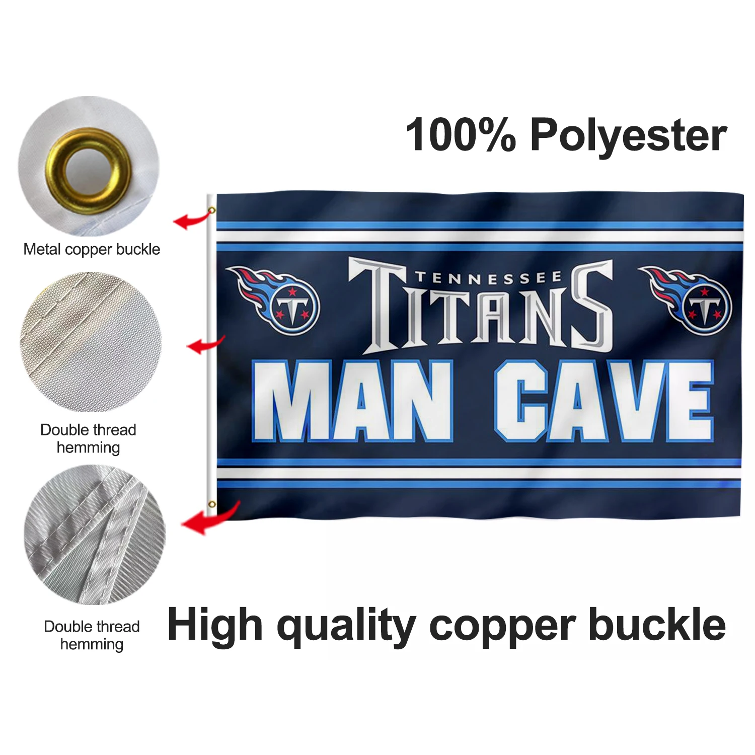 Рекламная продукция НФЛ флаги Теннесси титана 3x5 футов 100% полиэстер под заказ титановые