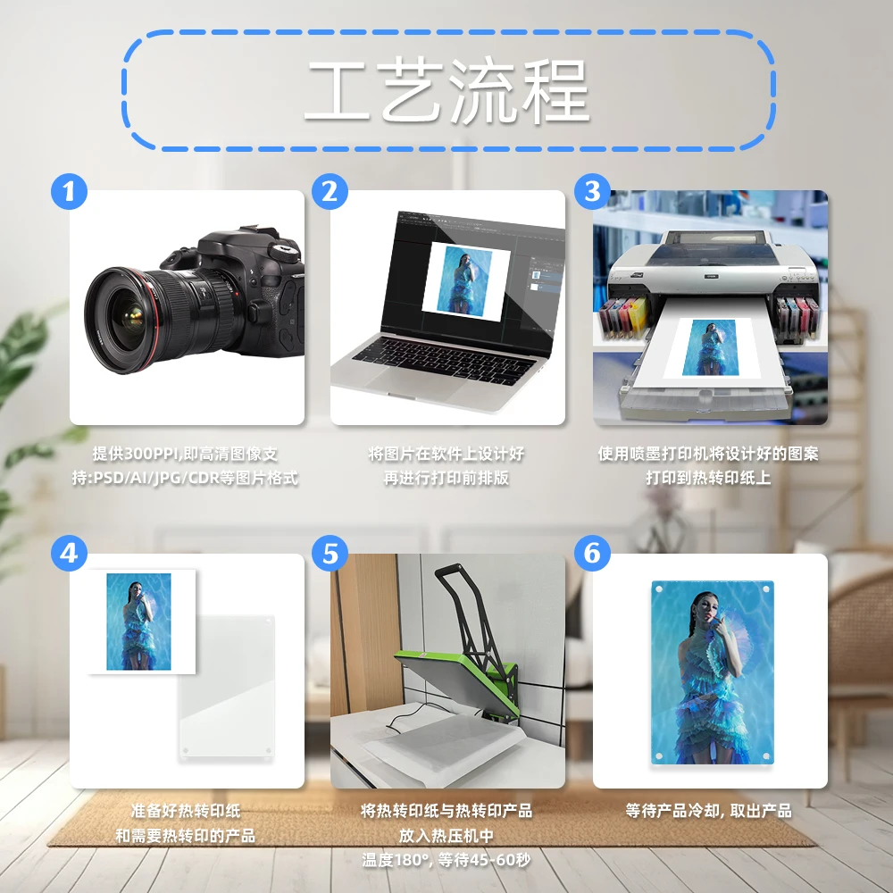 Subbank Customizable Unperforated Anti-Explosion Heat Transfer Printing Glass Photo Frame Sublimation Blank Glass Frame