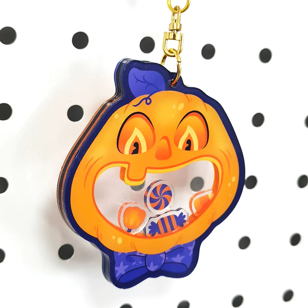 Custom wholesale clear acrylic shaking charms shaker keychains with non-clear edge