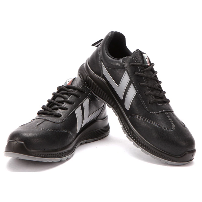 2024 low price pu injection black color work low cut Microfiber leather plastic toes safety boots shoes for men work