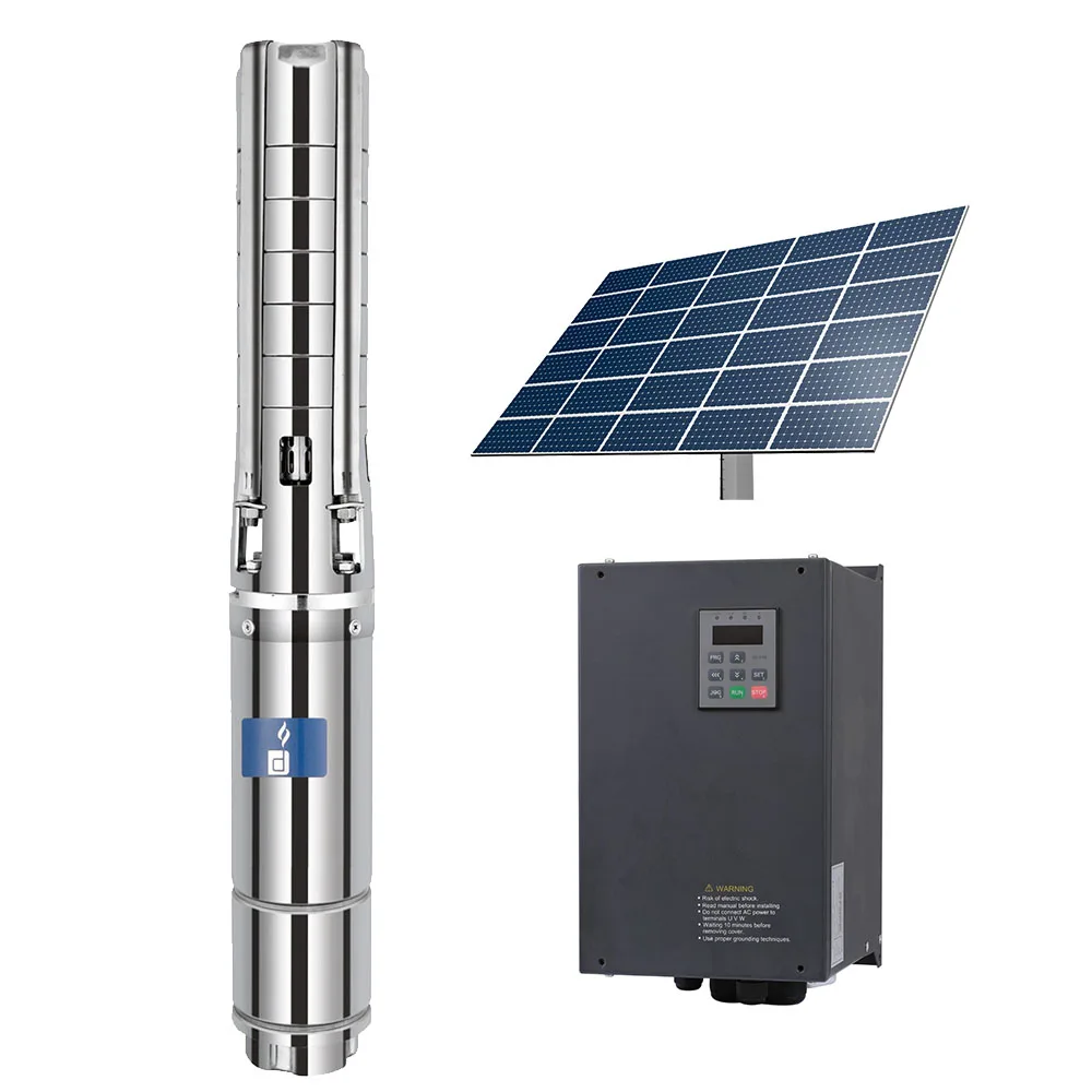 4kw 77m 36m3/h 6inch stainless steel ac/dc solar submersible pump with penal