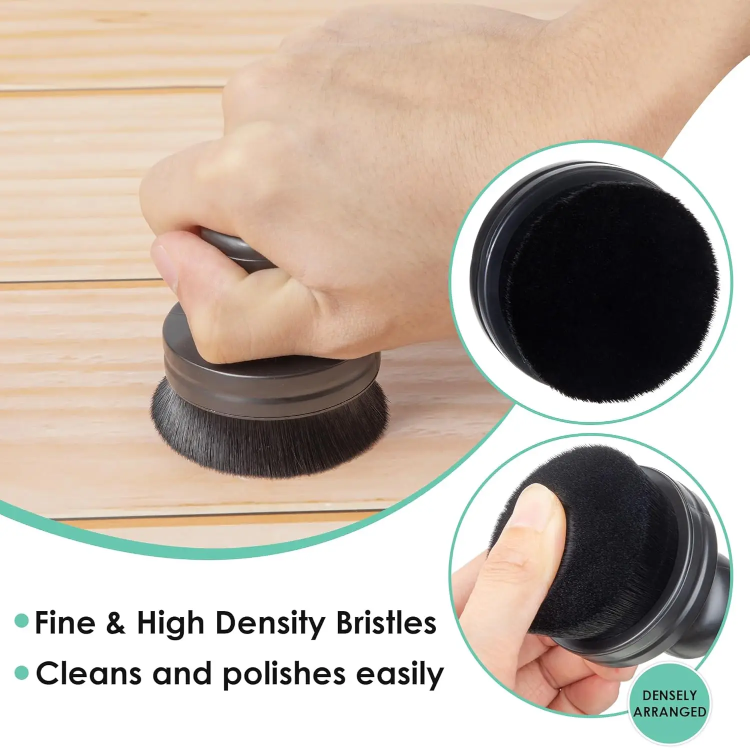 Tire Gloss Brush Round Cleaning Brush Car Detail Set Storage High Density Portable Car Brush Car A/C Vent Dashboard