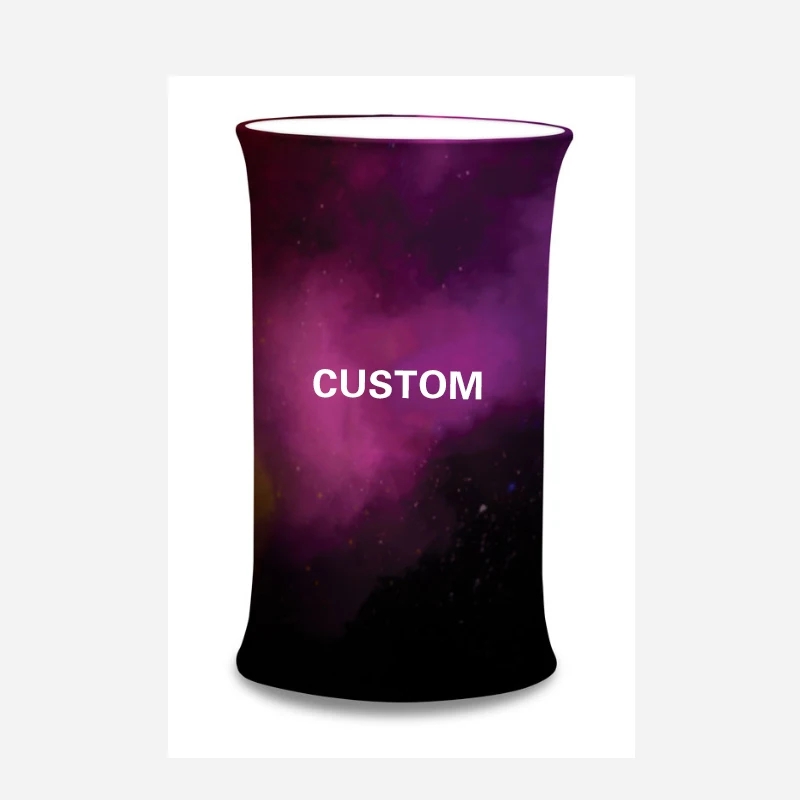Portable Promotion Exhibition Counter Table Tension Fabric Curved Oval Trade Show Pop Up Counter Display With LED Light