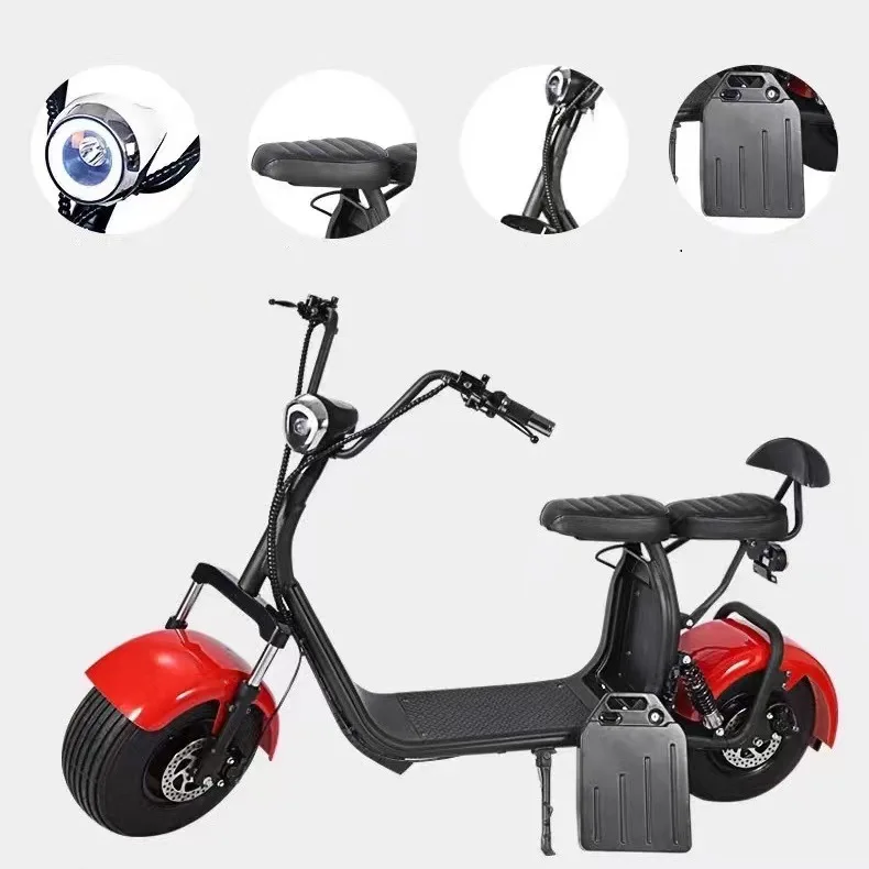 NEW-X7 Hot Sale Red Citycoco Electric Scooter 1000W Power Halley Electric Scooter Citycoco