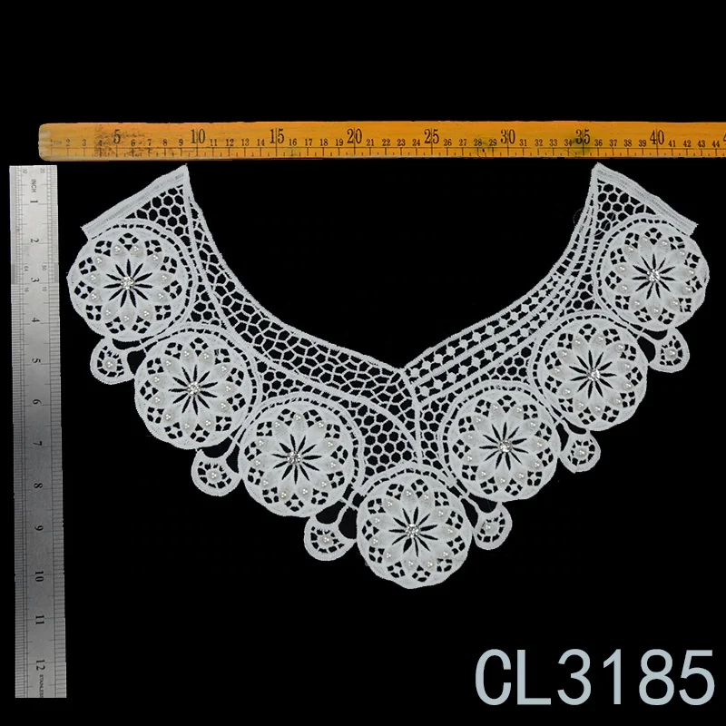 Factory clothing accessories handmade net yarn color flowers embroidery sewing lace collar applique custom 3d embroidery collar