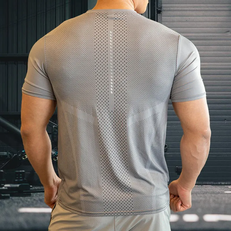 mens athletic top activewear shirt Polyester spandex men running clothes gym lightweight sports elastic t shirts