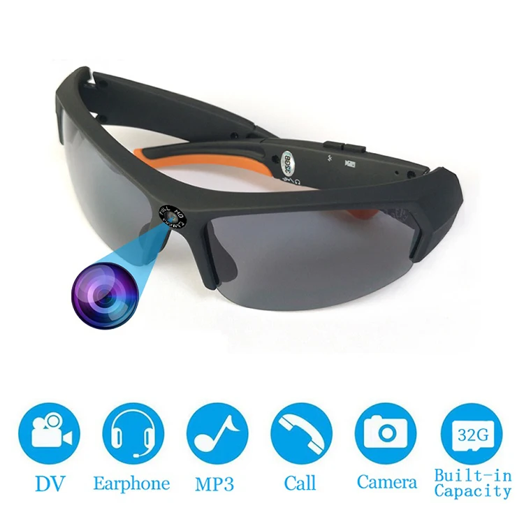 Sunglasses Spy Camera Built-in 32GB Sports DV Mini Hidden Spy Glasses Camera 1080P HD Tiny Live Video Recorder