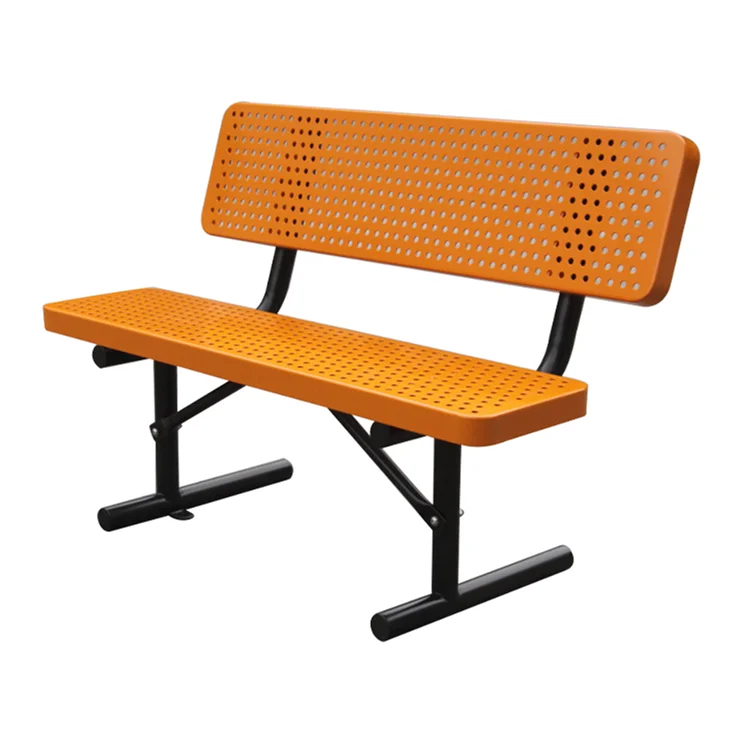 outdoor park 6ft 8ft perforated steel bench seat outside street metal seating bench public garden yard patio iron chair bench