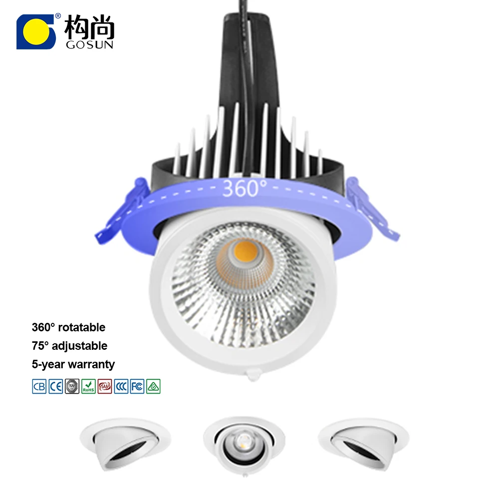90mm cutout universal ceiling led gimbal downlight