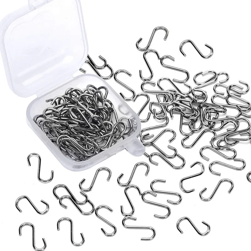 Wholesale 100pcs 0.55 Inch Stainless Steel Mini S Hooks DIY Crafts Jewelry Hanging Small S Shaped Hooks