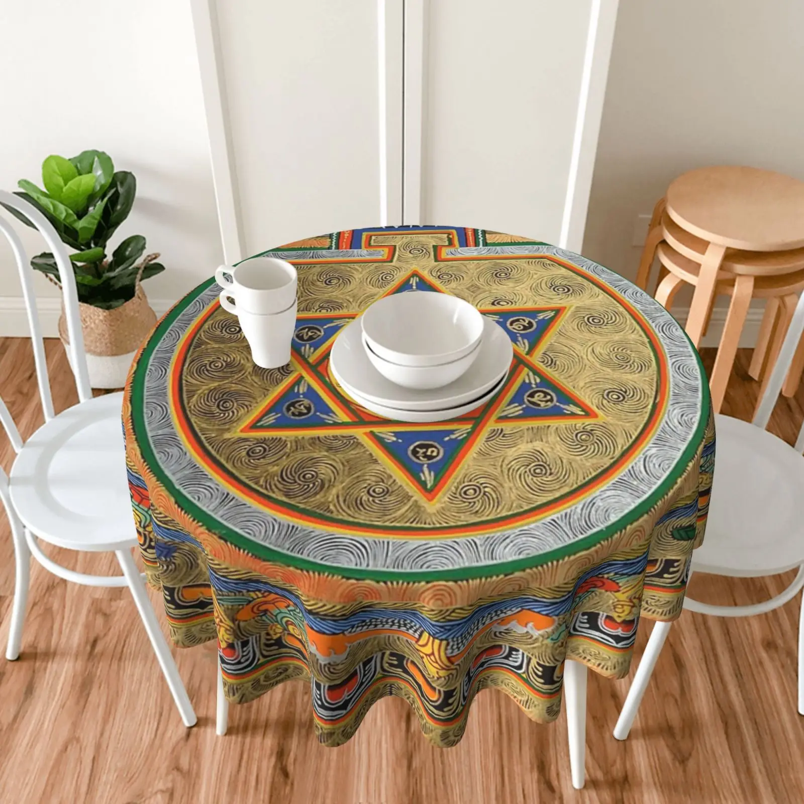 Custom printing round tablecloths decorative jacquard polyester durable high quality home sequin tablecloth