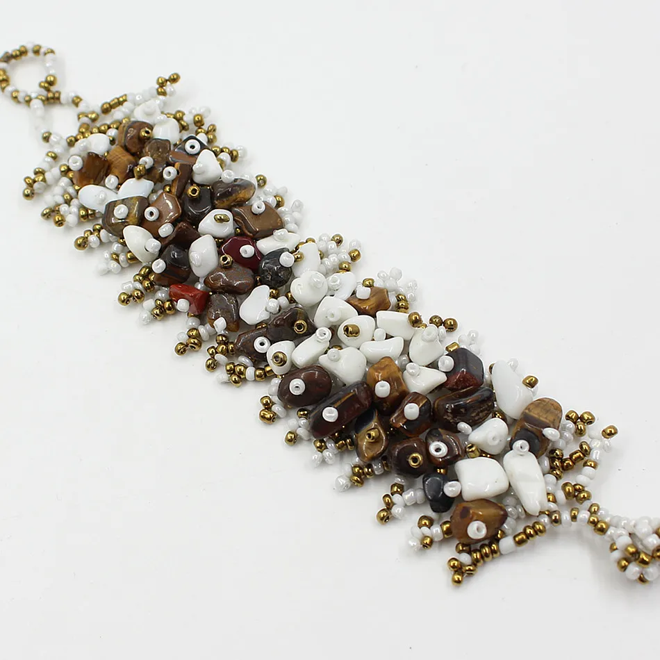 Браслет ручной работы из натурального камня в богемном стиле, браслет с бирюзовыми рисовыми бусинами, большой женский браслет для пляжа в европейском и американском стиле