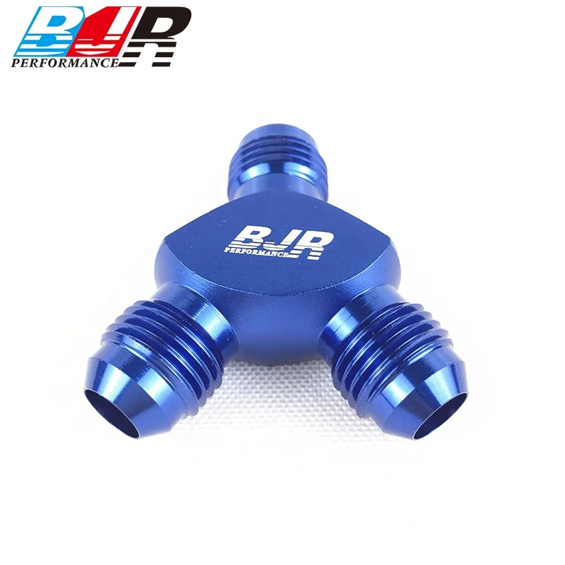 BJR Car Modification Parts Aluminum AN6 Y Adapter AN Male Flare Union Fuel Hose Fitting Connector