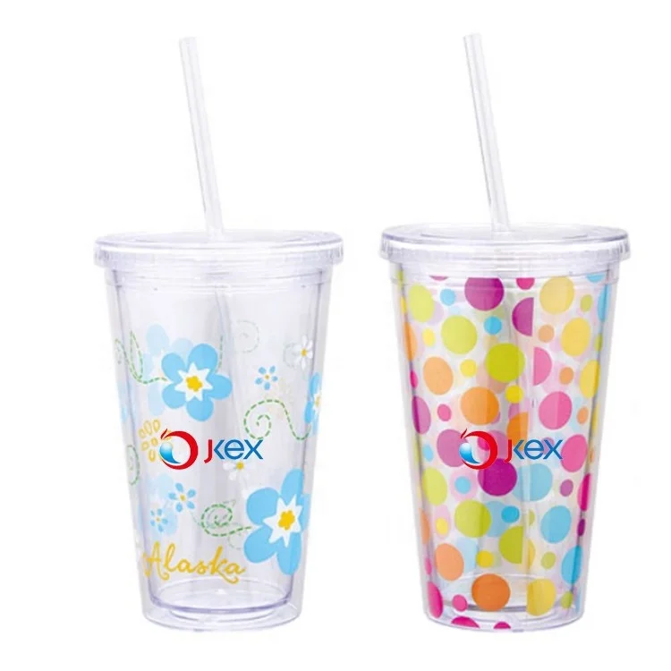Eco-friendly 450ml BPA free AS material Double wall plastic drinking water cup
