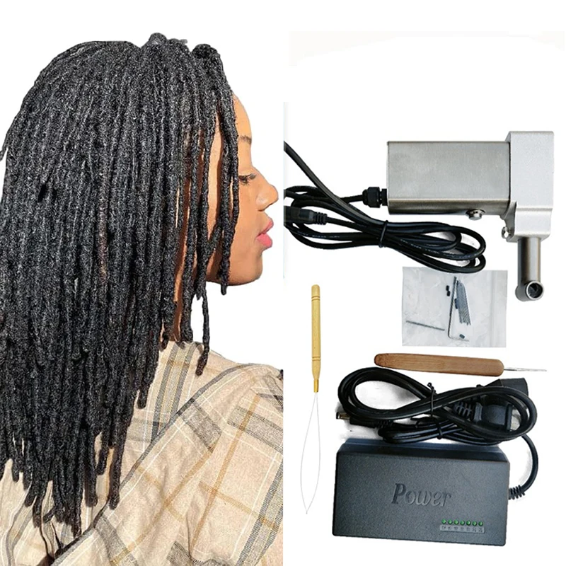 Machine Dreadlock Hair 3 Needles 6-16mm Crochet Hook Human Hair Tool Loc Extensions Maker Dreadlock Machine