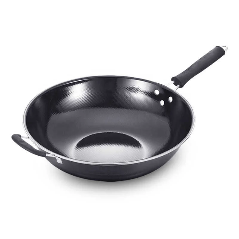 Large Pearl Real Stainless Steel Frying Pan Flat Household Fine Physical Non-Stick Enamel Pan Spot Frying Pan